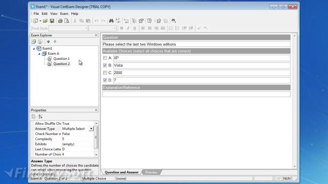 pax exam for visual certexam designer