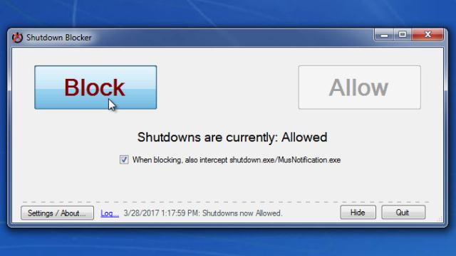 ShutdownBlocker, Blocks Accidental Shutdown Or Restart Of Windows Computer