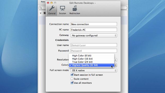 microsoft remote desktop client connection for mac version 8.x